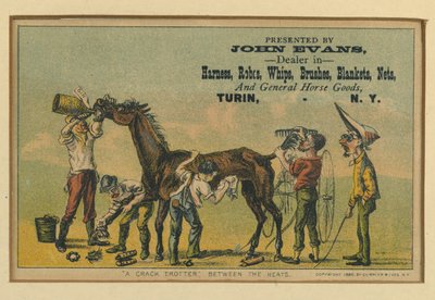 A Crack Trotter Between the Heats, 1880 by N. and Ives, J.M. Currier